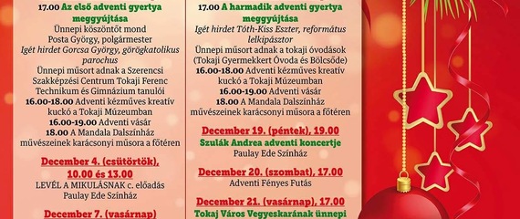 Adventi programok Tokajban | Kossuth tér