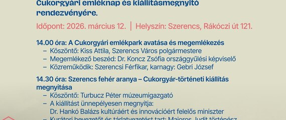 Kiállításmegnyitó és Cukorgyári emlékpark avatás