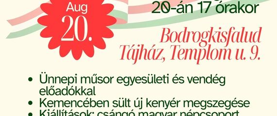 Szent István ünnepe a Bodrogkisfaludi Tájházban!